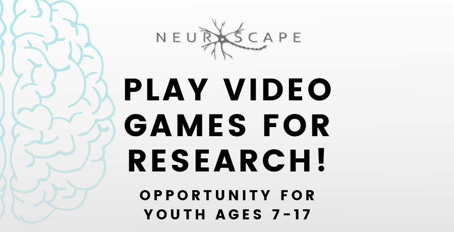 Opportunity for Youth Ages 7-17 - Play Video Games for Research - click on the link below to learn more